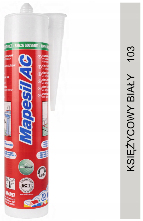 MAPESIL AC 310ml uszczelniacz silikonowy 103 księżycowy biały