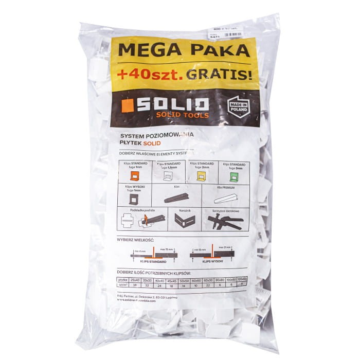system poziomowania 1,5mm 400+40 worek SOLID