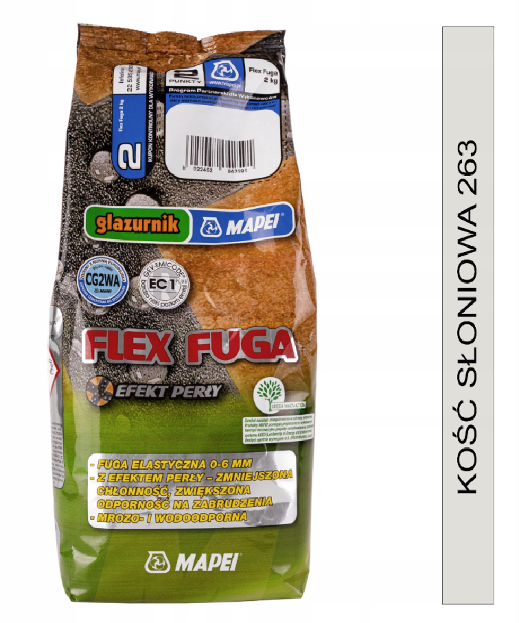 fuga cementowa FLEX FUGA GLAZURNIK 2kg MAPEI 263 KOŚĆ SŁONIOWA