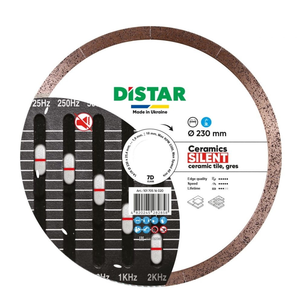 tarcza cicha do cięcia gresu DIAMENTOWA CERAMIC SILENT 230mm DISTAR