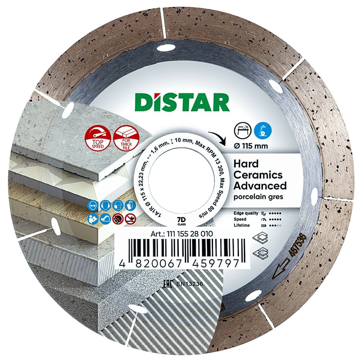 tarcza do cięcia twardego gresu diamentowa HARD ADVANCED 115mm DISTAR