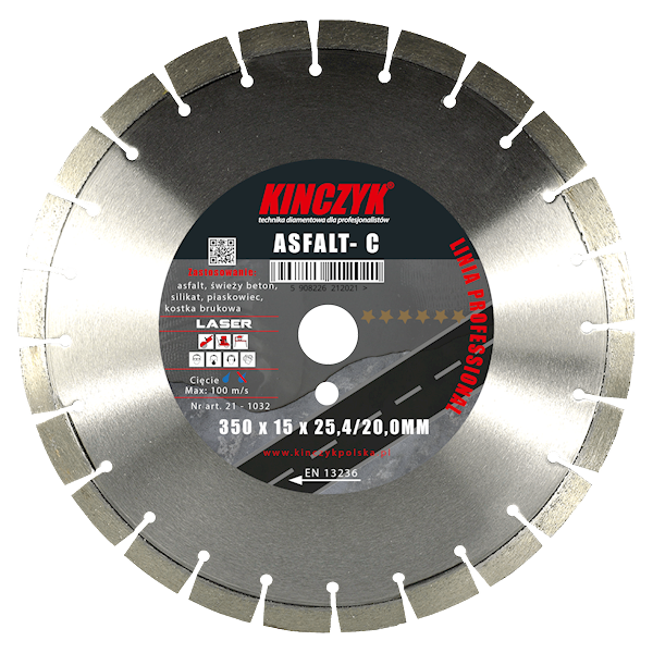 KINCZYK tarcza diamentowa do asfaltu ASFALT-C 350x15x25,4/20