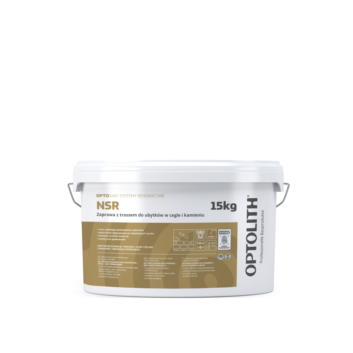 Optosan NSR 15kg 594 ciemny brąz Zaprawa do naprawy ubytków w cegle i kamieniu Optolith