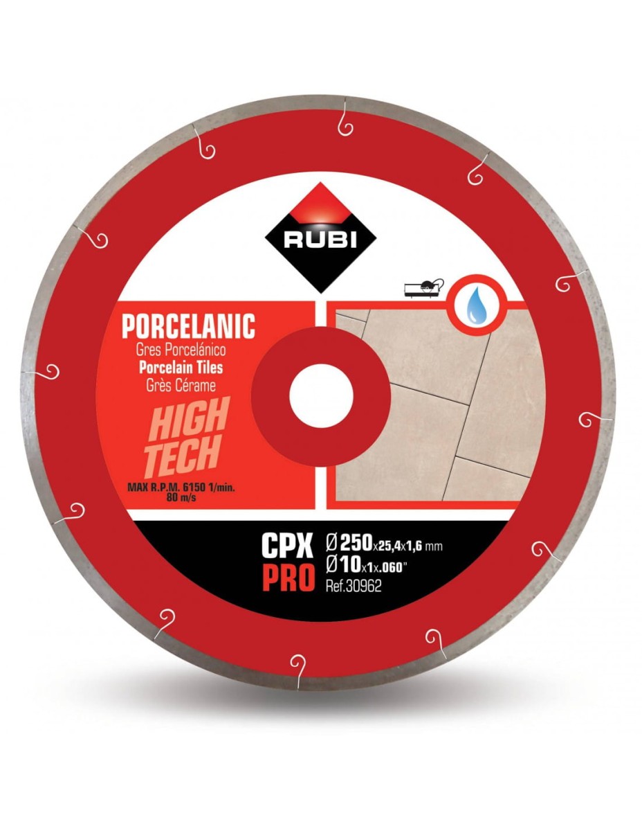 Tarcza Diamentowa Do Cięcia Gresu Porcelanowego Na Mokro CPX 250 Pro 250x25,4mm Rubi