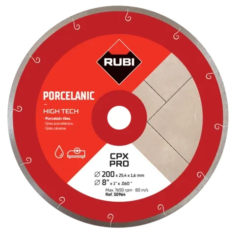 Tarcza diamentowa do gresu porcelanowego, obrzeże Z NACIĘCIEM SPIRALNYM  CPX RUBI
