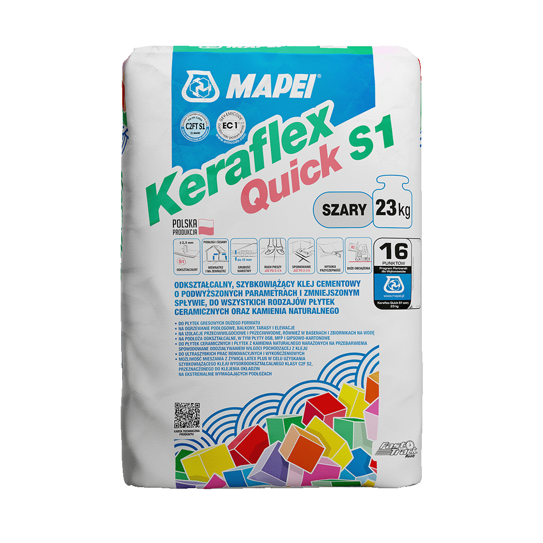KERAFLEX Quick S1 szary 23kg Superszybki klej odkształcalny do dużych formatów