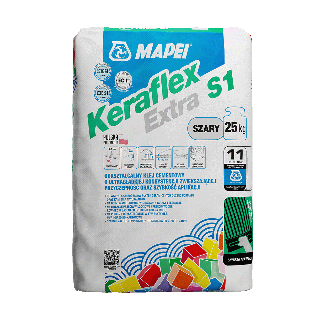 KERAFLEX Extra S1 ZERO SZARY 25kg Zaprawa klejowa do płytek MAPEI