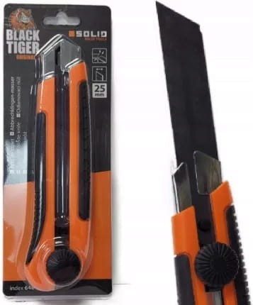 SOLID Nóż plastik gumowany 25mm BLACK TIGER  6484B