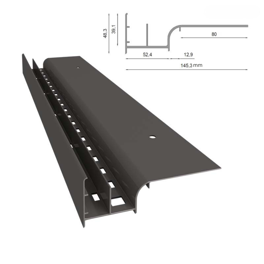 Profil okapowy balkonowo tarasowy W20 grafit RAL 7024 RENOPLAST