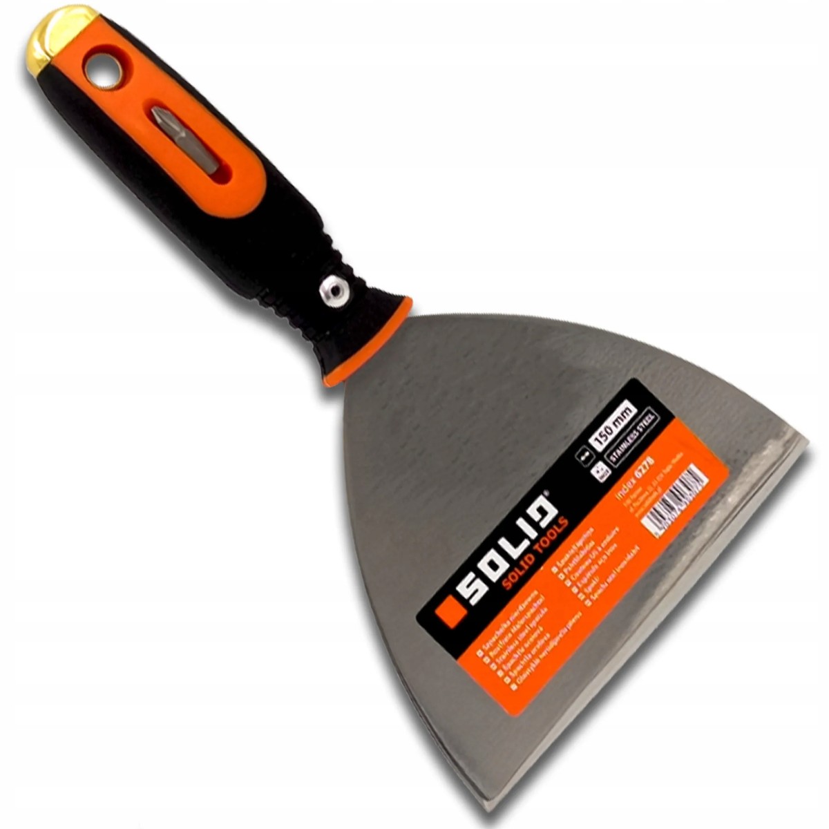 Szpachelka nierdzewna 2w1 z bitem PH2 150mm 2K SOLID 6278