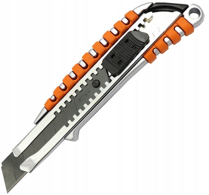 Nóż tapeciak budowlany gumowany czarne ostrze łamane BLACK TIGER 18mm BLIST SOLID 5684B