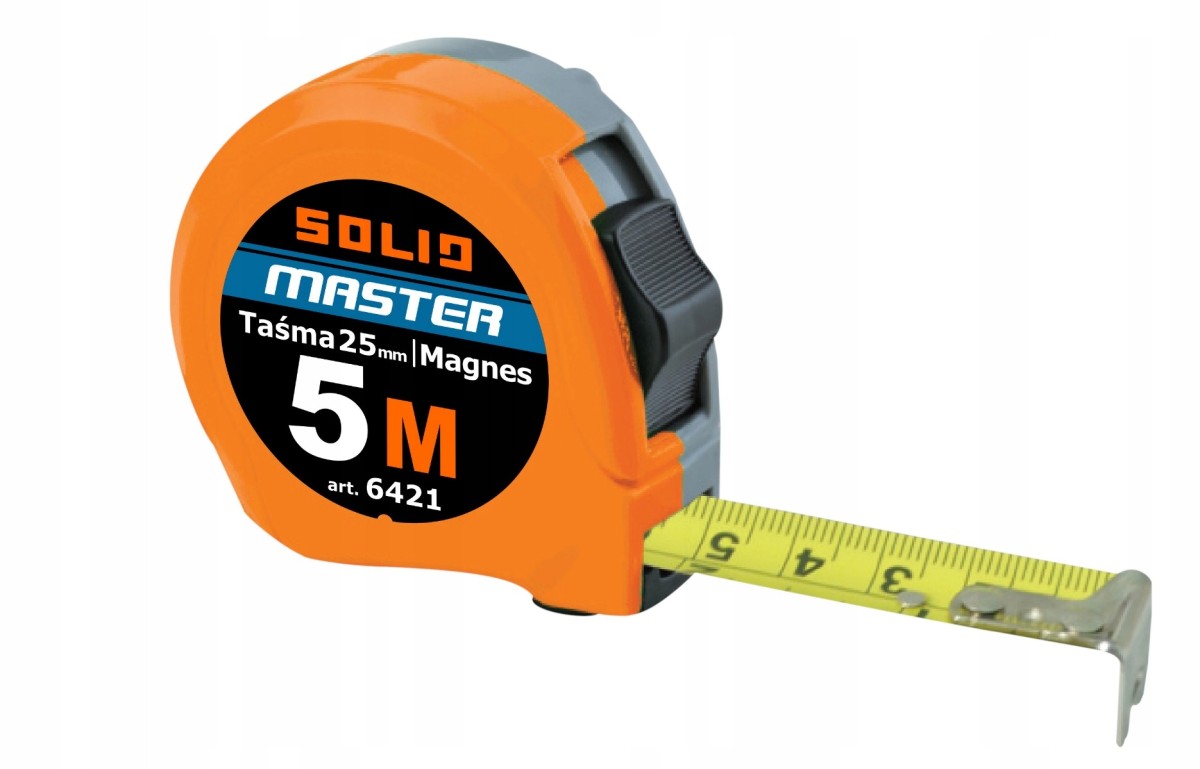 Miara miarka budowlana zwijana metrówka mierczna MAGNETO 5m/25mm SOLID 6421B