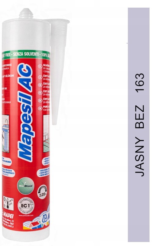 MAPESIL AC 310ml uszczelniacz silikonowy 163 jasny bez