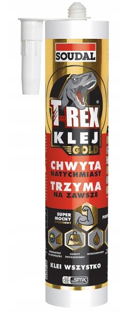 T-REX GOLD klej montażowy UNIWERSALNY MOCNY SZYBKI BIAŁY 290ml SOUDAL
