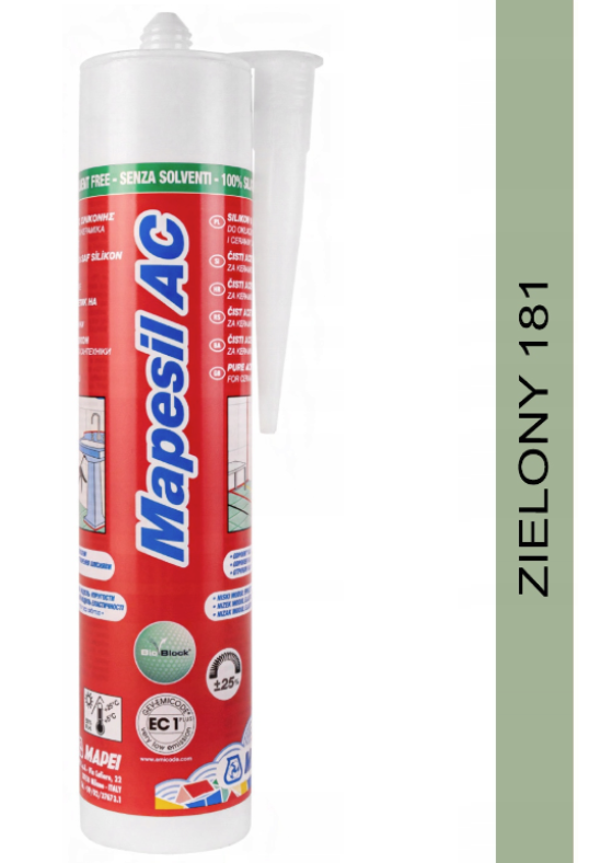 MAPESIL AC 310ml sanitarny uszczelniacz silikonowy 181 zielony