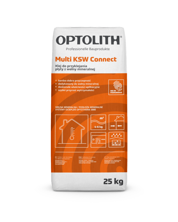 OPTOLITH Multi KSW Connect – Profesjonalny klej do przyklejania płyt z wełny mineralnej w systemach ociepleń