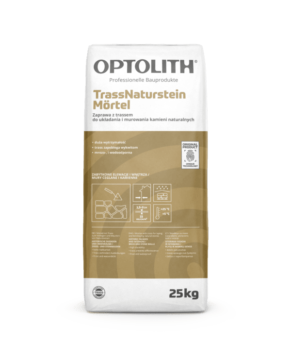 TrassNaturstein Mortel 25kg Zaprawa z trassem do układania i murowania kamieni naturalnych