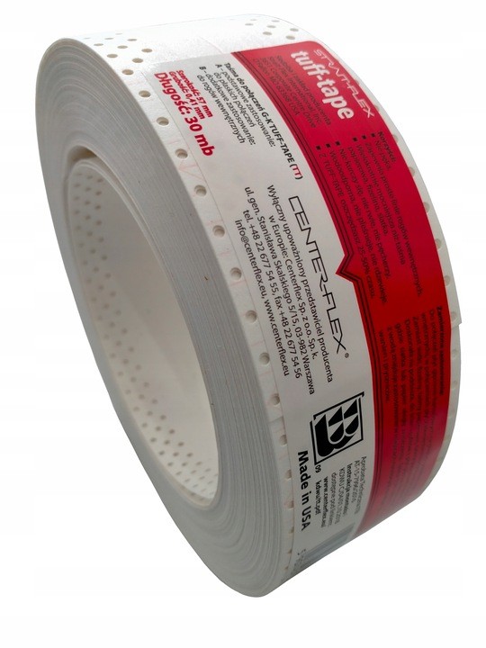 Taśma amerykańska do płyt g-k TUFF-TAPE 57x0,4 mm - 30mb czerwona CENTERFLEX