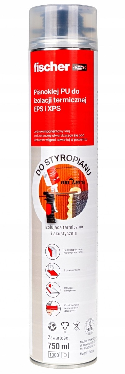 Klej do styropianu styroduru XPS do dociepleń P750 Fischer PIANOKLEJ piana