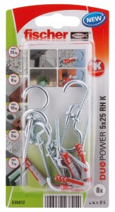 Fischer DuoPower 5x25 RH K NV kołek rozporowy z okrągłym haczykiem 8szt