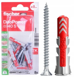 FISCHER Kołek z wkrętem DUOPOWER 8x40 8szt