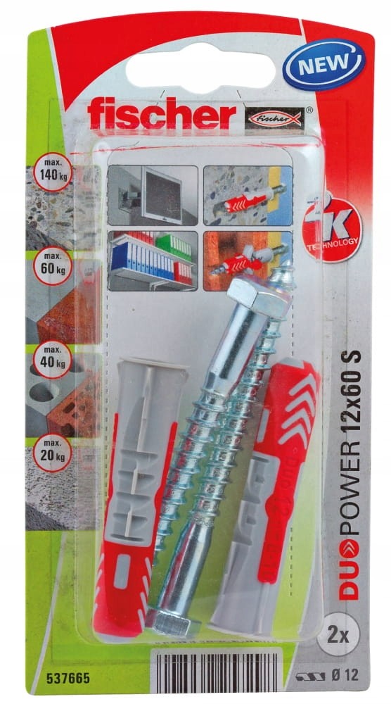 Fischer DuoPower 12x60S kołki rozporowe + wkręty 2szt