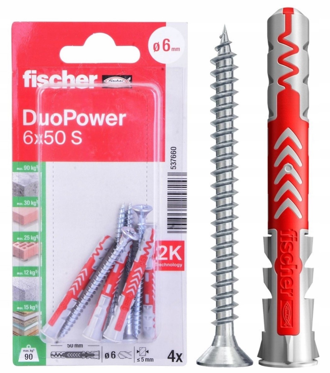 FISCHER kołki kołek duopower 6x50 S 4szt