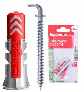 Fischer DuoPower 10x50 WH K NV kołki z hakiem kątowym 2szt