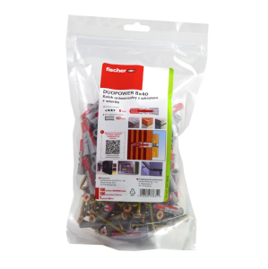 Fischer DuoPower 8 kołki, wkręty 100szt + wiertło 8mm zestaw