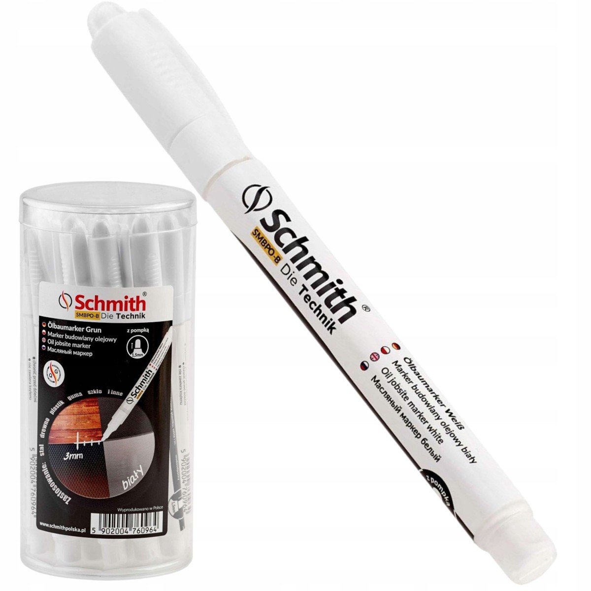 MARKER BUDOWLANY OLEJOWY BIAŁY DO BETONU, DREWNA, METALU