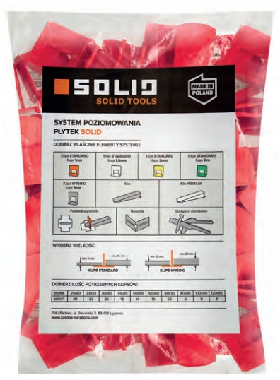 SOLID SYSTEM POZIOMOWANIA PŁYTEK MAXI KLIPSY 3MM 100SZT