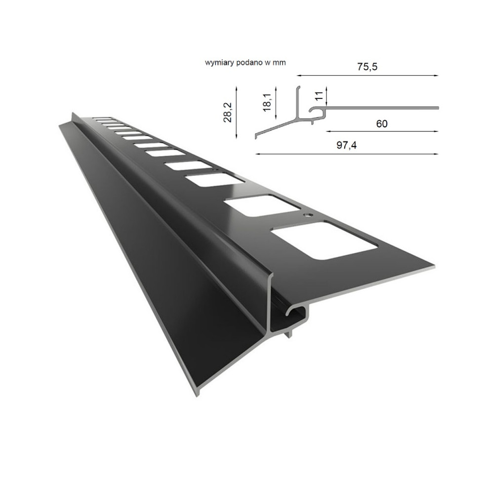 Profil okapowy K102 - do posadzek z płytek ceramicznych 7024 (system optimal)