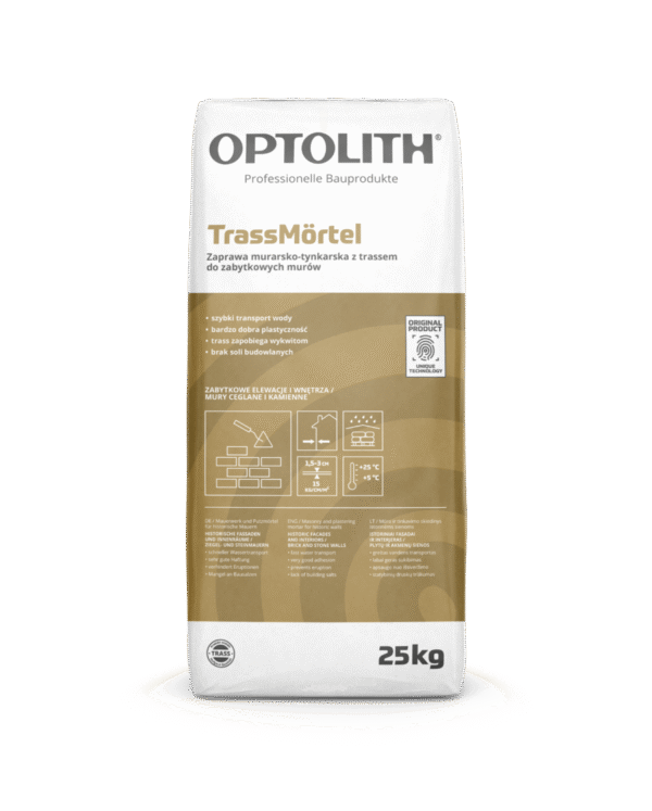Optosan TrassMörtel 25kg zaprawa murarsko-tynkarska do zabytkowych murów OPTOLITH