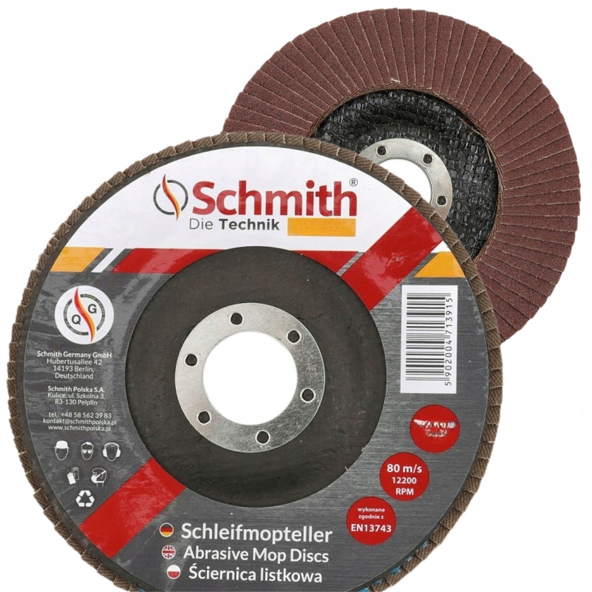 Ściernica listkowa 125 mm P40 Schmith do stali i metalu