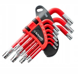 Zestaw Kluczy Torx Krótkich 9el Schmith SQKT-3 T10-T50 CRV Gumowane