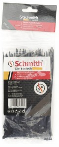 Opaski Zaciskowe Trytki 2,5x160 mm Czarny Nylon 100 szt Schmith UV