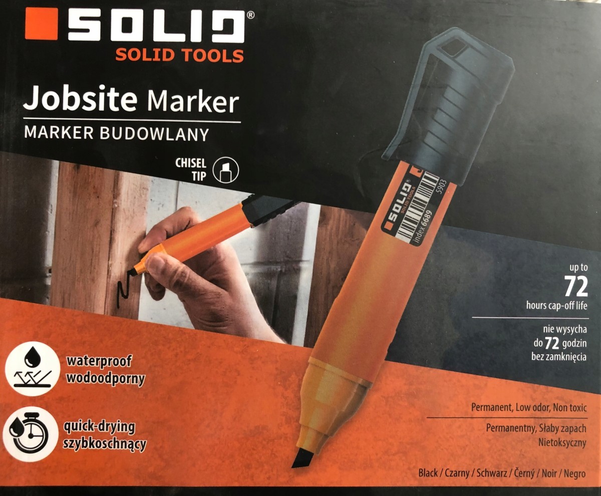 MARKER BUDOWLANY SOLID 6689 JOBSITE CZARNY SKOŚNY WODOODPORNY PERMANENTNY