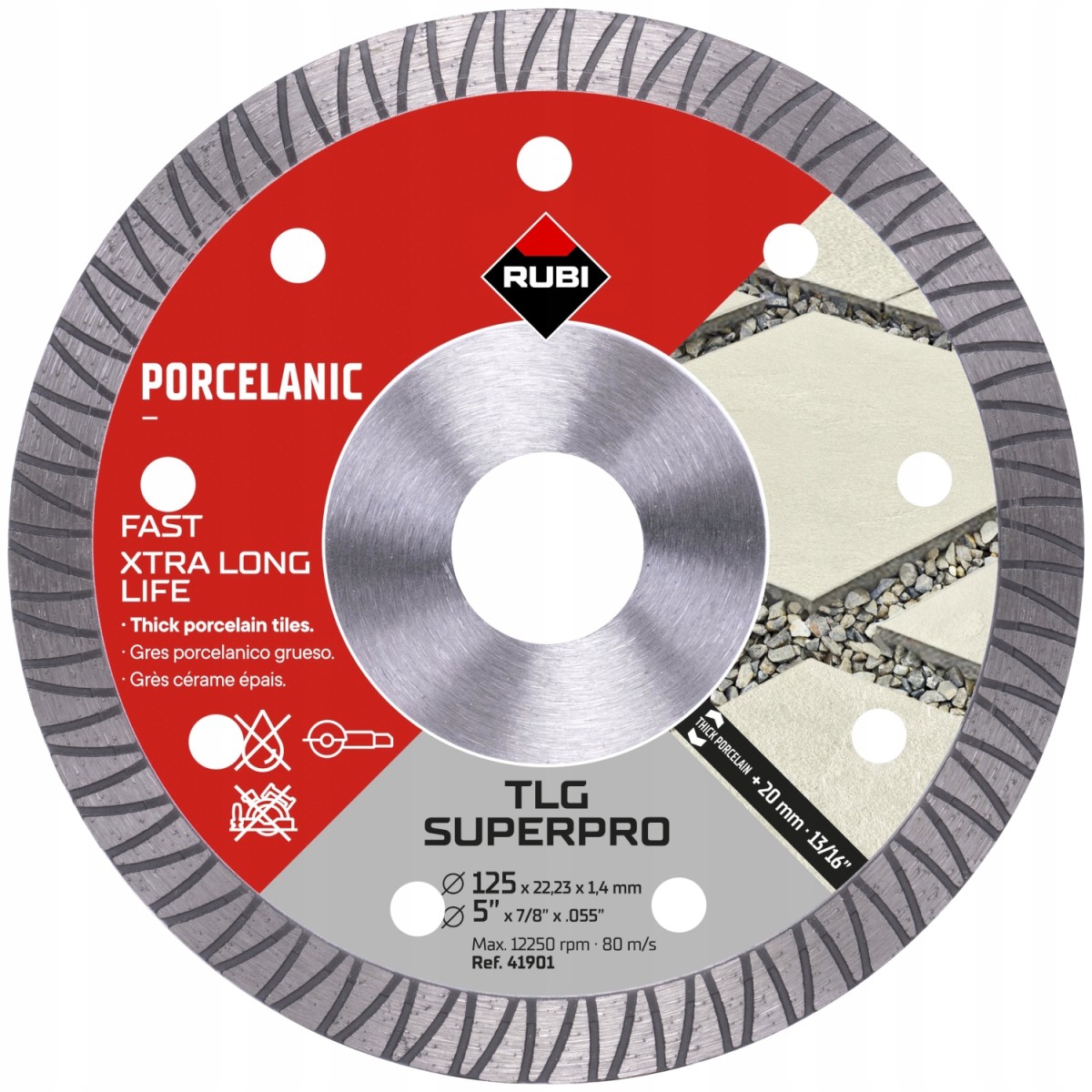 Tarcza Diamentowa TLG 125 EXT SUPERPRO RUBI 41901 Do Gresu 20 mm Ceramiki Kamienia